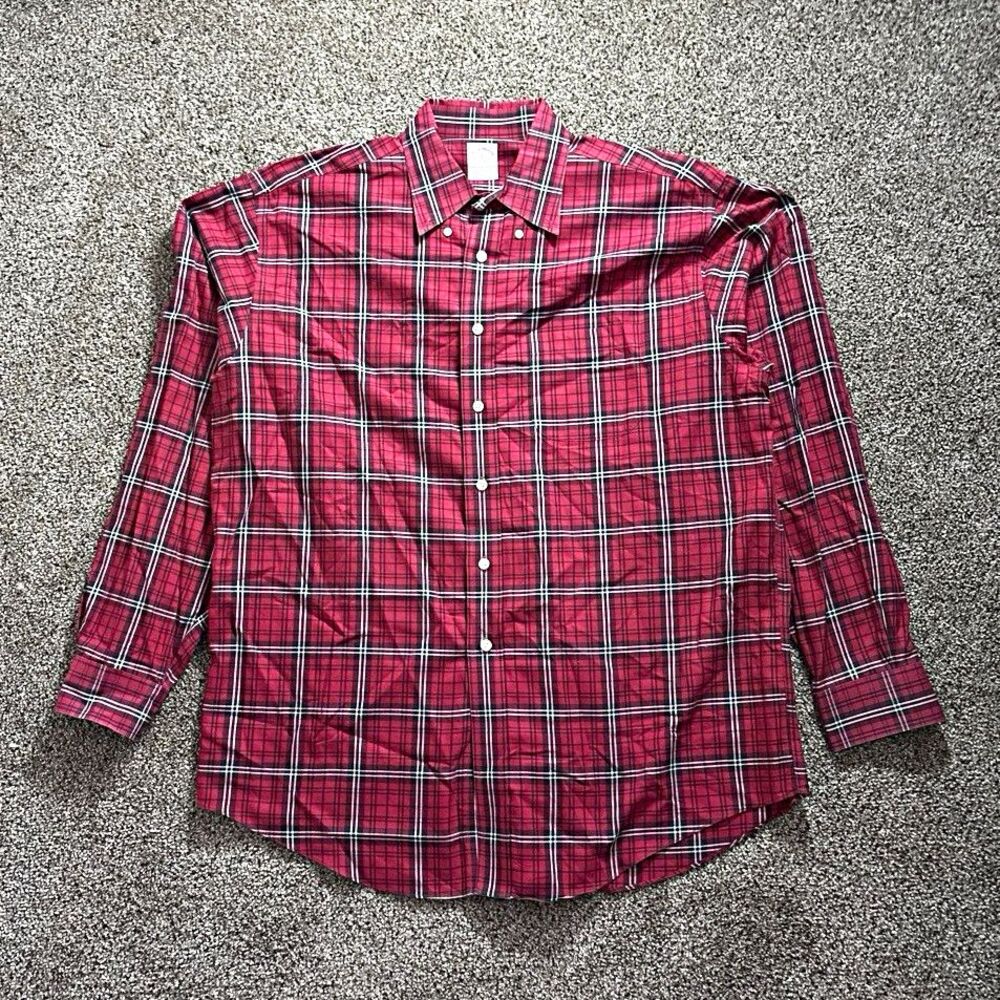 Brooks Brothers 346 Men's L Plaid Cotton Woven Non-Iron Button-Down Shirt